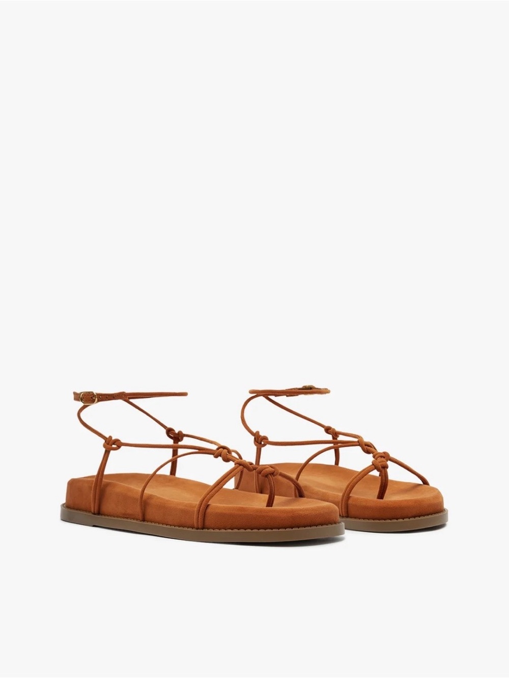 SCHUTZ Tan Knotted Strappy Flat Sandals NWOT OR BOX